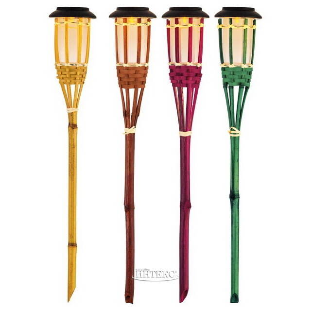 Набор фонарей на солнечной батарее Solar Costa Rica 54 см, 4 шт, с эффектом живого пламени, IP44 Kaemingk