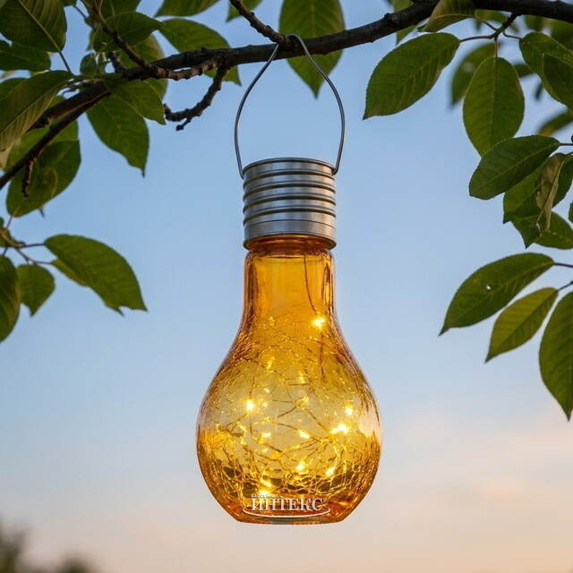Подвесной солнечный светильник Лампочка Лендлер 17 см с теплыми белыми LED, оранжевый, IP44 Kaemingk (Кейминг)