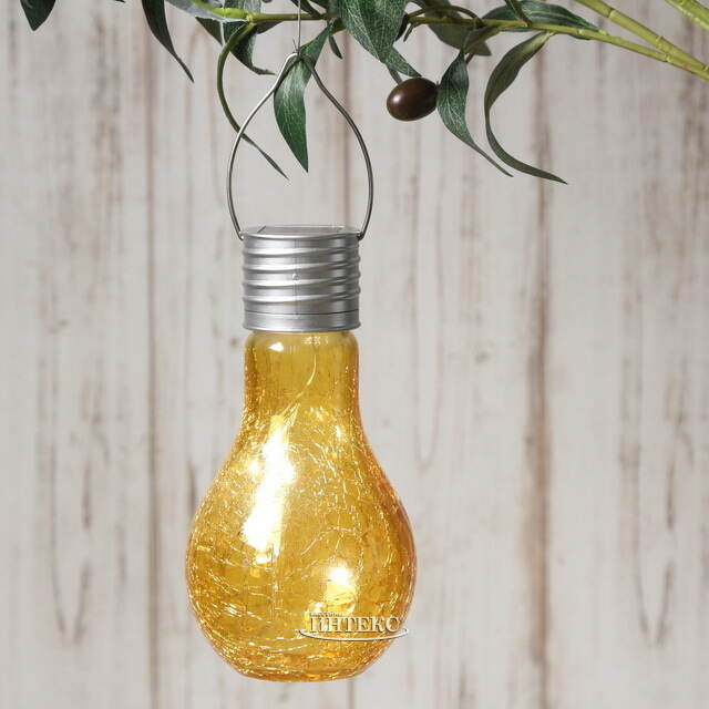 Подвесной солнечный светильник Лампочка Solar Party 17 см с теплыми белыми LED, оранжевый, IP44 Kaemingk