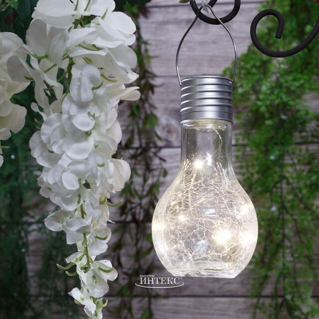 Подвесной солнечный светильник Лампочка Solar Crystal 17 см с теплыми белыми LED, IP44 Kaemingk (Кейминг)