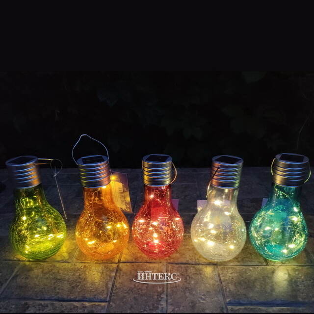 Подвесной солнечный светильник Лампочка Solar Party 17 см с теплыми белыми LED, оранжевый, IP44 Kaemingk