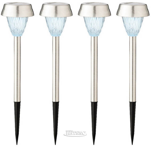 Набор садовых фонарей на солнечной батарее Solar Una 24 см, 4 шт, c холодными белыми LED, IP44 Kaemingk