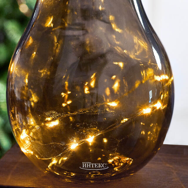 Декоративный светильник-лампочка Smoky Light 22 см, теплые белые LED, на батарейках, IP20 Kaemingk