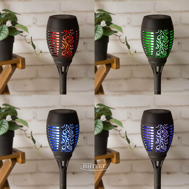 Садовый фонарь на солнечной батарее Solar Samoa 49*10 см, RGB LED с эффектом живого пламени, IP44 Kaemingk (Кейминг)
