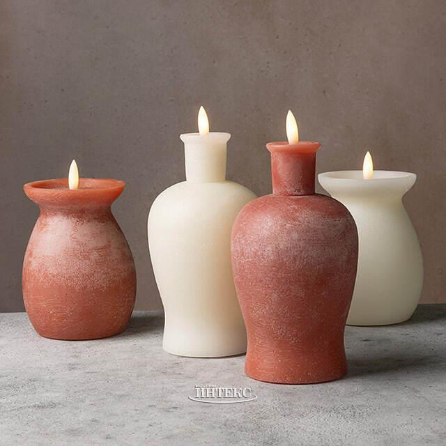 Светодиодная свеча с имитацией пламени Pieta: Bandini Crema 16 см на батарейках Kaemingk