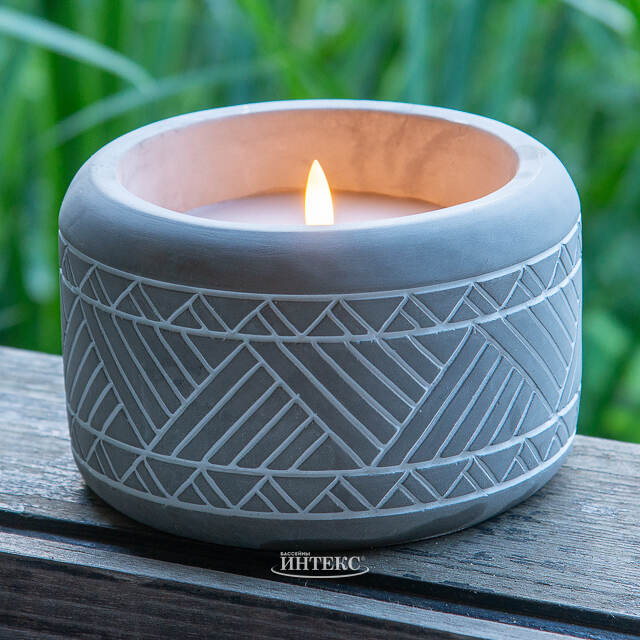 Светодиодная свеча Ethnic 15*11 см в бетонном подсвечнике, на батарейках, IP44 Kaemingk (Кейминг)