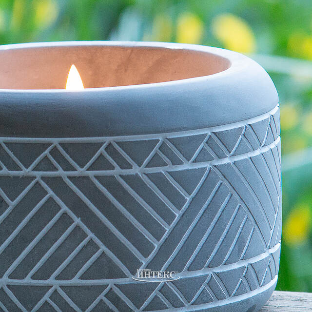 Светодиодная свеча Ethnic 15*11 см в бетонном подсвечнике, на батарейках, IP44 Kaemingk (Кейминг)