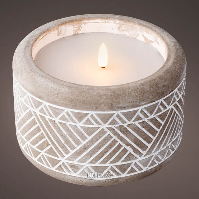 Светодиодная свеча Ethnic 15*11 см в бетонном подсвечнике, на батарейках, IP44 Kaemingk (Кейминг)