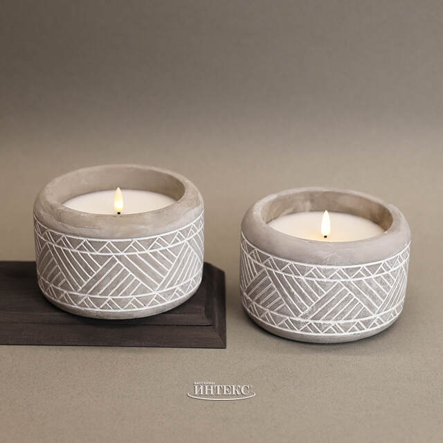 Светодиодная свеча Ethnic 15*11 см в бетонном подсвечнике, на батарейках, IP44 Kaemingk (Кейминг)