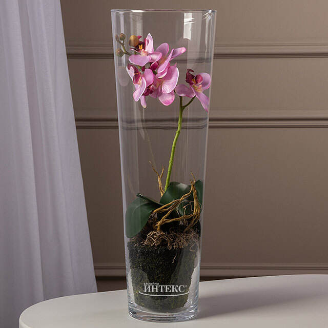Искусственный цветок в кашпо Орхидея Королевская 50 см розовая Edelman