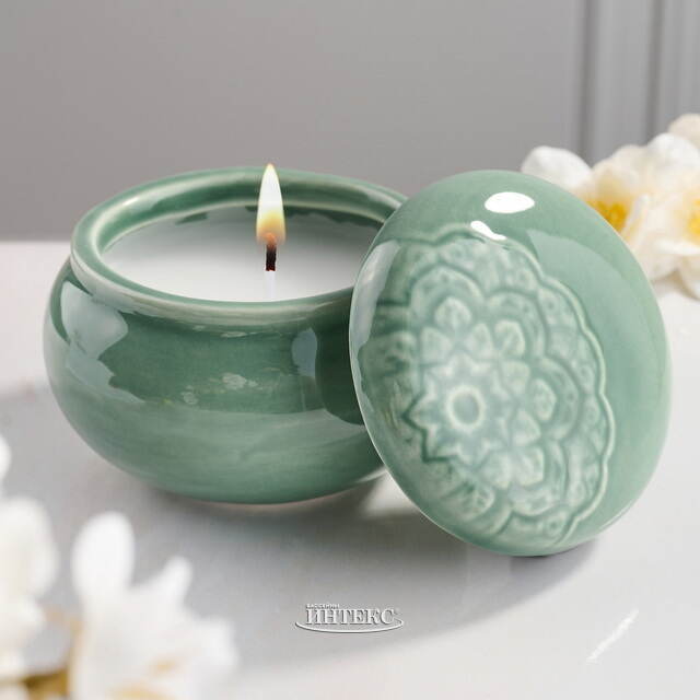 Ароматическая свеча Barnsley Sage 9 см зеленая Koopman