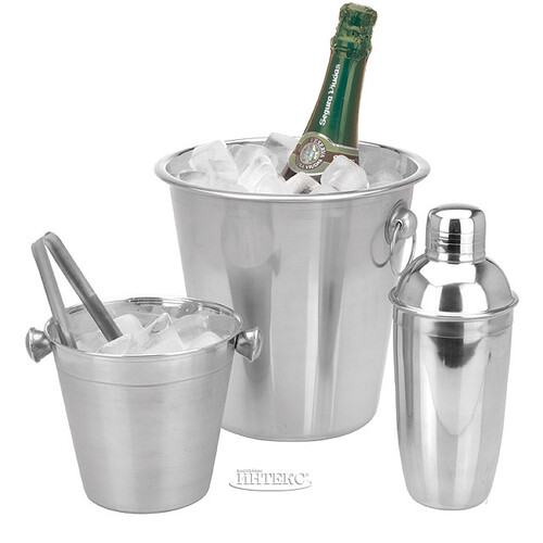 Набор для бармена - ведерко для шампанского и для льда с щипцами, шейкер Koopman