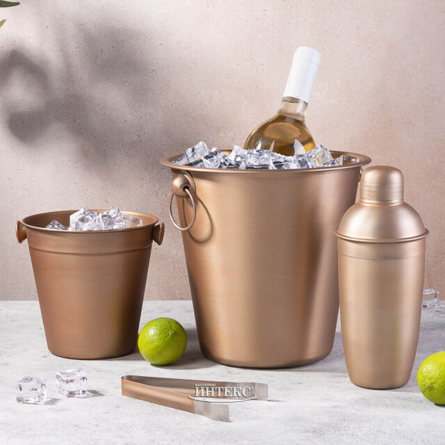 Набор бармена Дублин - ведерко для шампанского и для льда с щипцами, шейкер Koopman