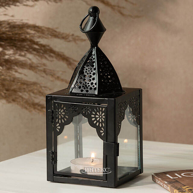 Металлический подсвечник-фонарь Shanklin 17 см черный Koopman