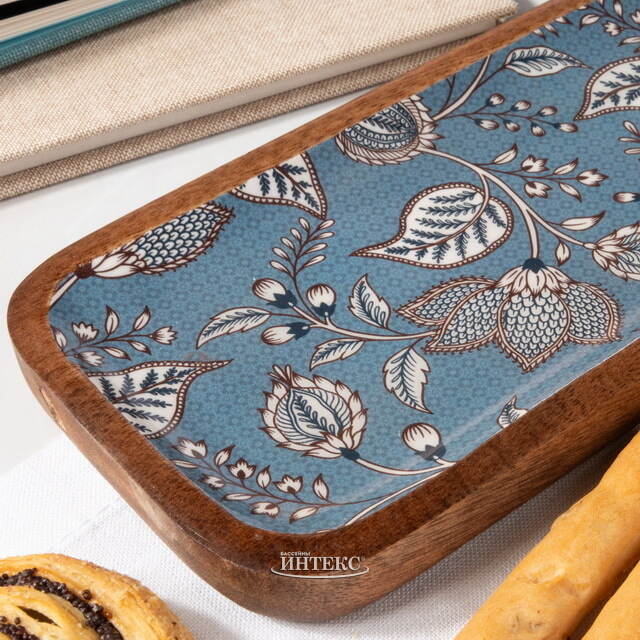 Сервировочное блюдо Фиори ди Манго 30*10 см синее, дерево Koopman (Купман)