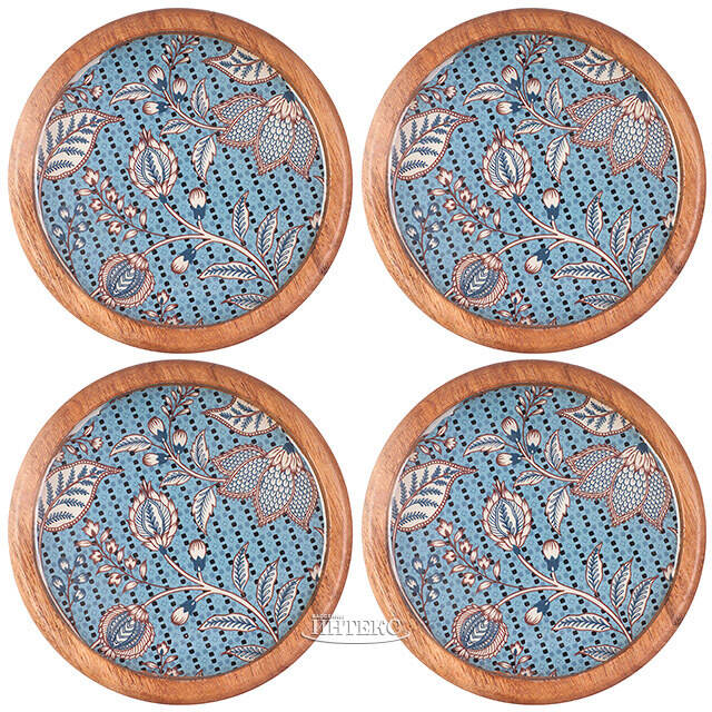 Подставка под кружку Фиори ди Манго 10 см, 4 шт, синяя Koopman (Купман)