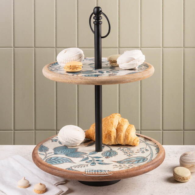 Фруктовница двухярусная Фиори ди Манго 43 см белая, дерево Koopman (Купман)