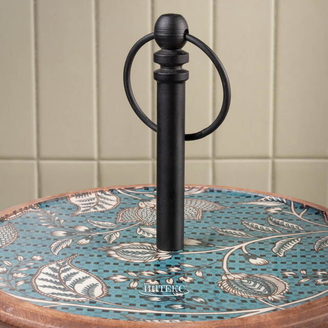 Фруктовница двухярусная Фиори ди Манго 43 см синяя, дерево Koopman (Купман)