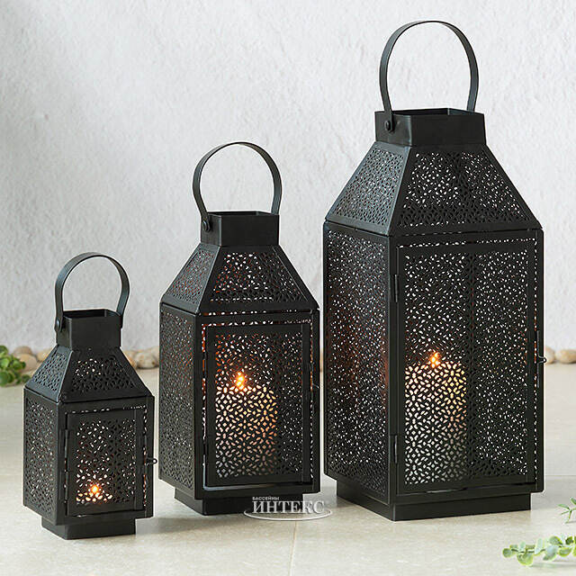 Набор подсвечников - фонарей Кармиэль 20-38 см, 3 шт, металл Koopman