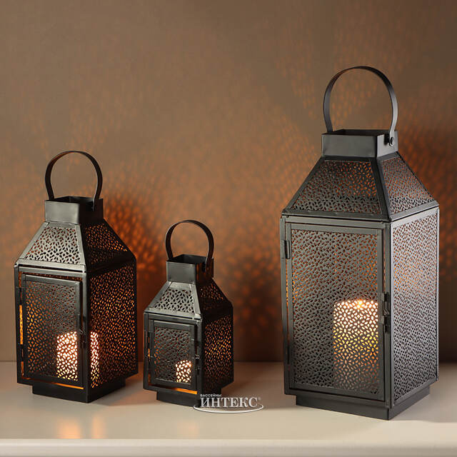 Набор подсвечников - фонарей Кармиэль 20-38 см, 3 шт, металл Koopman