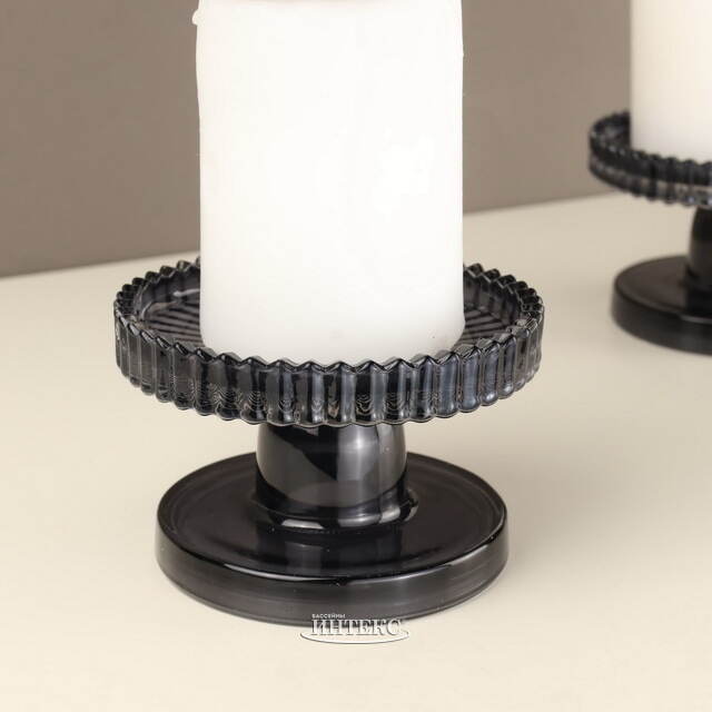 Стеклянный подсвечник Flosso 10 см черный Koopman (Купман)