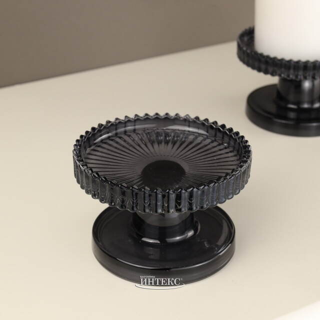 Стеклянный подсвечник Flosso 10 см черный Koopman (Купман)