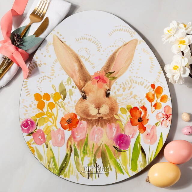 Пасхальное блюдо Кролик в Цветочном Саду 35*29 см Koopman