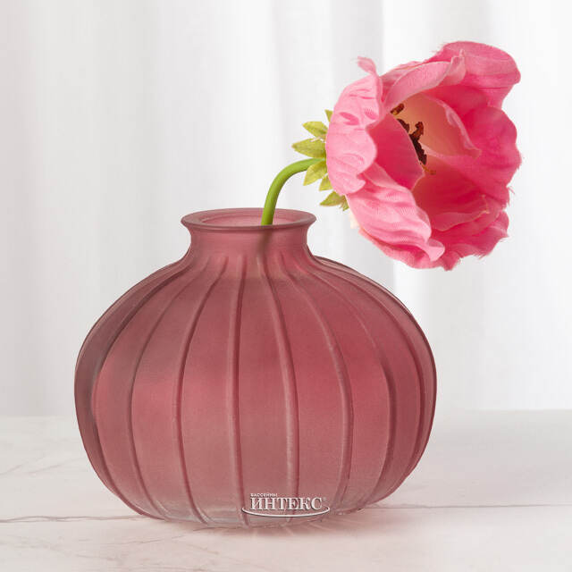 Стеклянная ваза для цветов Evening Dawn 12 см темно-розовая Koopman