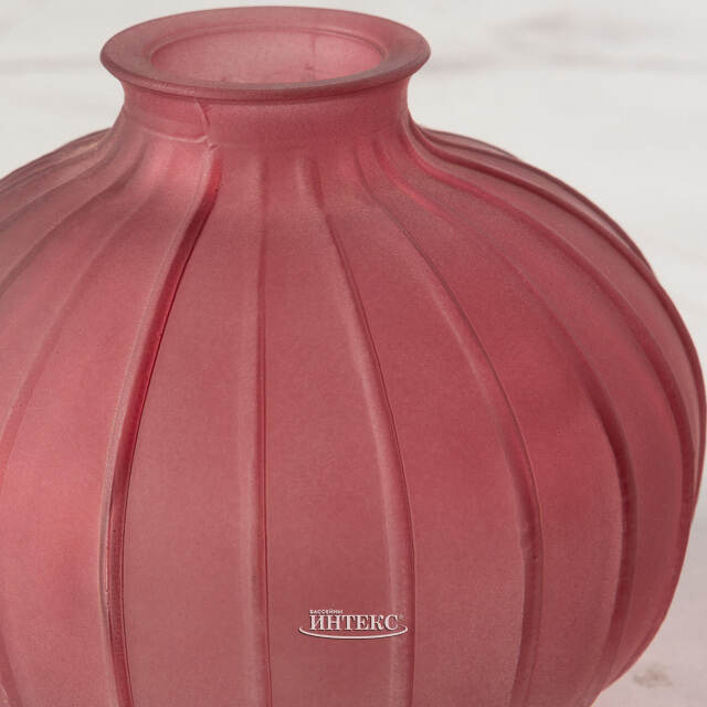 Стеклянная ваза для цветов Evening Dawn 12 см темно-розовая Koopman