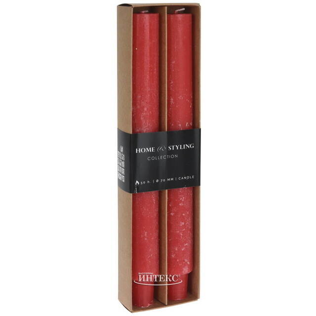 Набор столовых свечей Jennifer 25 см, 2 шт, красный Koopman