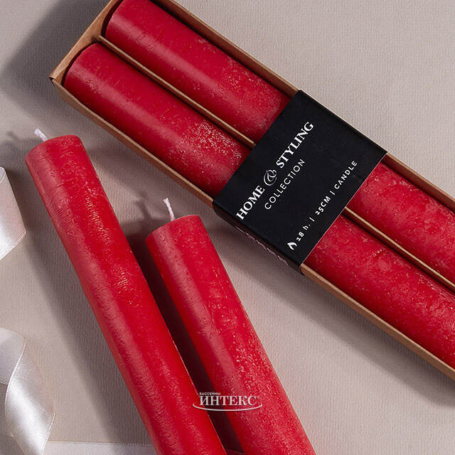 Набор столовых свечей Jennifer 25 см, 2 шт, красный Koopman