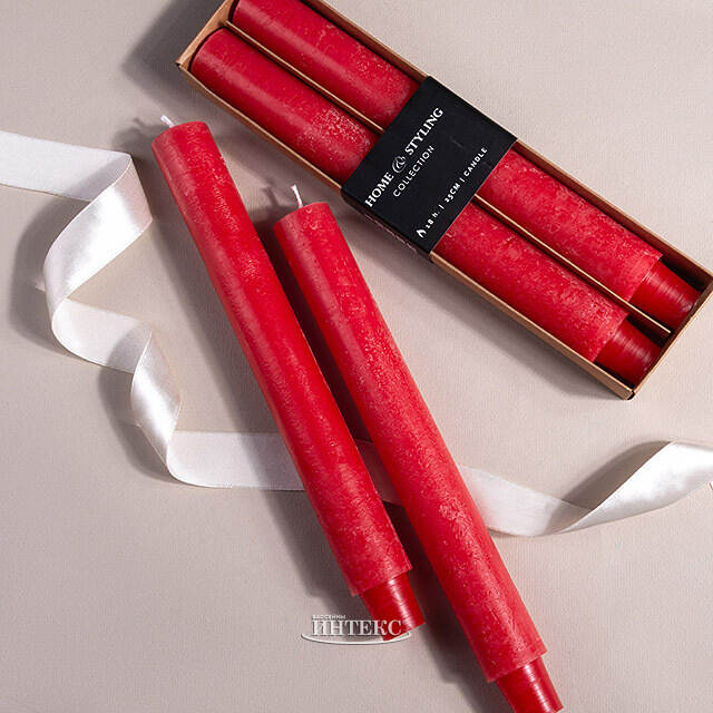 Набор столовых свечей Jennifer 25 см, 2 шт, красный Koopman