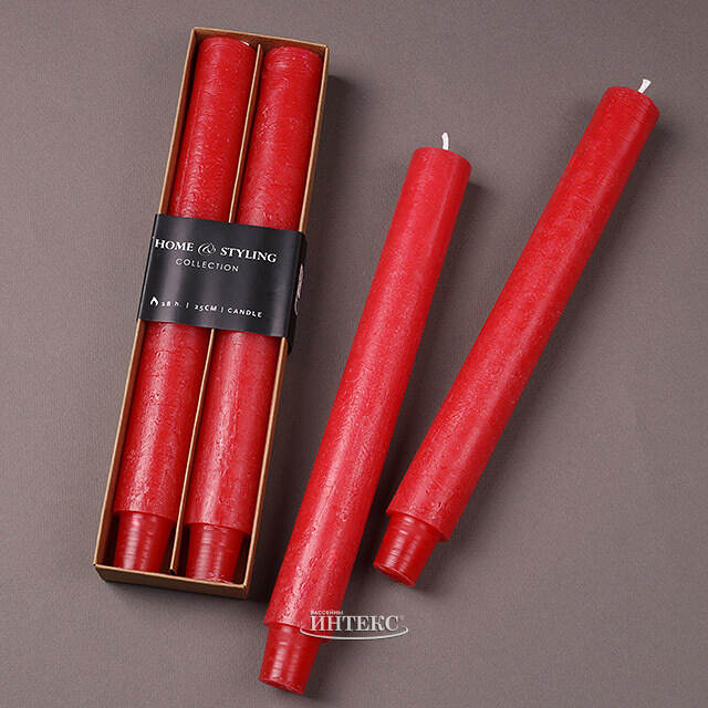 Набор столовых свечей Jennifer 25 см, 2 шт, красный Koopman