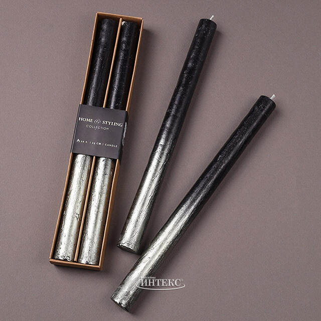 Набор столовых свечей Renee 25 см, 2 шт, черный Koopman