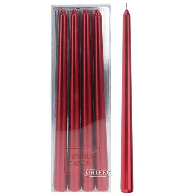 Высокие свечи Античный Блеск 29 см, 4 шт, красные Koopman