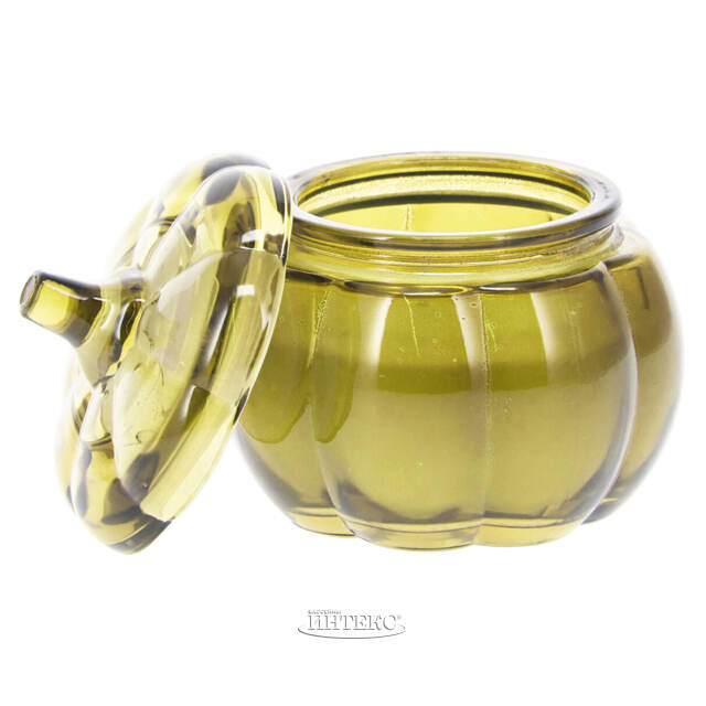 Свеча в стакане Тыковка Рут 9 см оливковая Koopman