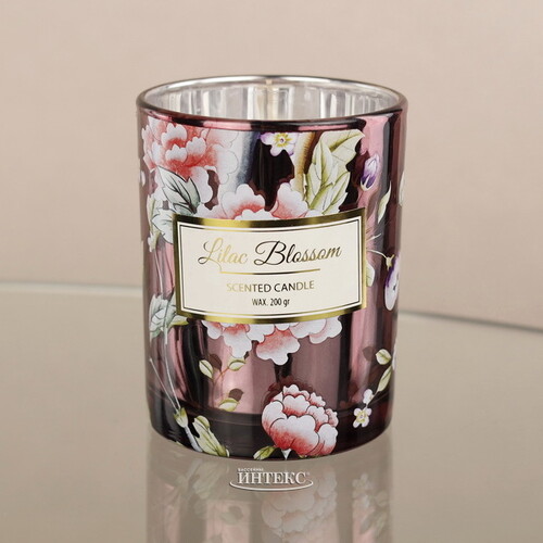 Ароматическая свеча Denise - Lilac Blossom 10 см, в стеклянном стакане Koopman