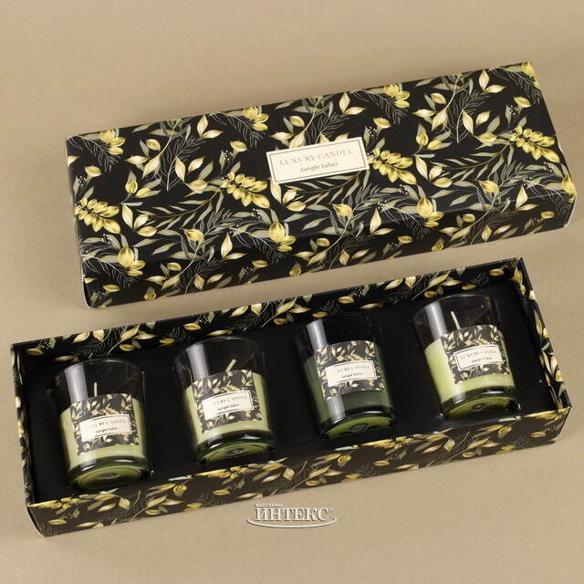 Набор ароматических свечей в стакане Finneoly - Jungle Safari 6 см, 4 шт, в подарочной упаковке Koopman