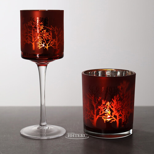 Декоративный подсвечник стакан Адальюр 10 см красный Edelman