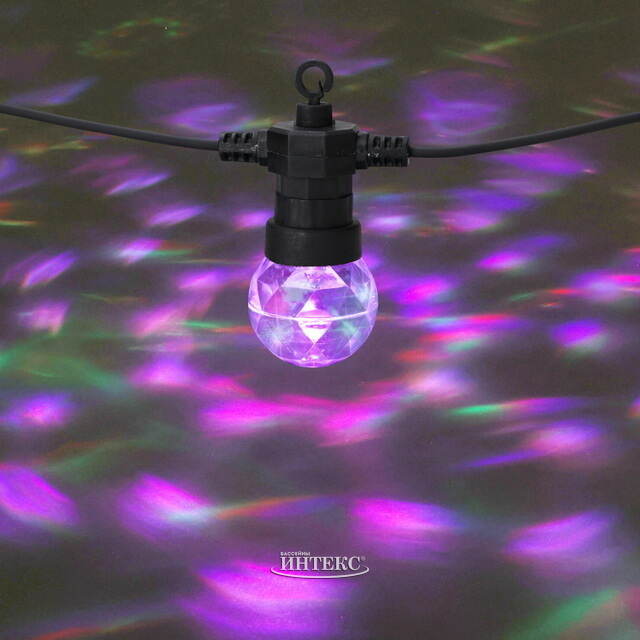 Гирлянда из лампочек West Linton, 10 ламп, разноцветные LED, 7.5 м, черный ПВХ, таймер, IP44 Koopman