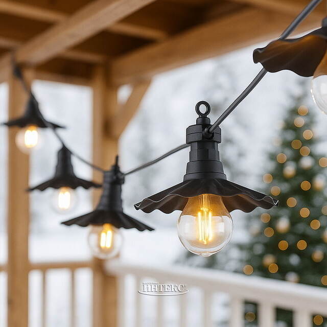 Гирлянда из лампочек Аркадия 2.5 м, 6 ламп, теплые белые LED, черный ПВХ, IP44 Koopman (Купман)