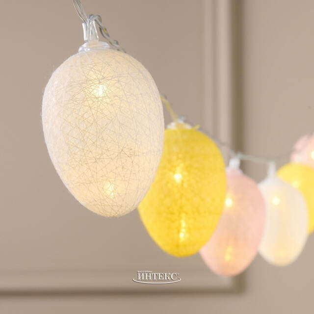 Светодиодная гирлянда на батарейках Пасхальные Яйца 1.35 м, 10 теплых белых LED ламп, таймер, IP20 Koopman (Купман)