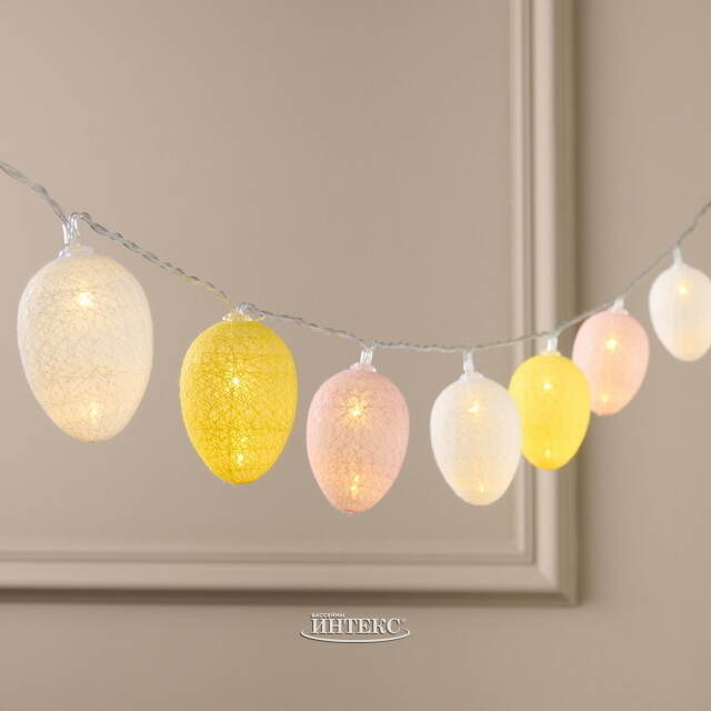 Светодиодная гирлянда на батарейках Пасхальные Яйца 1.35 м, 10 теплых белых LED ламп, таймер, IP20 Koopman (Купман)