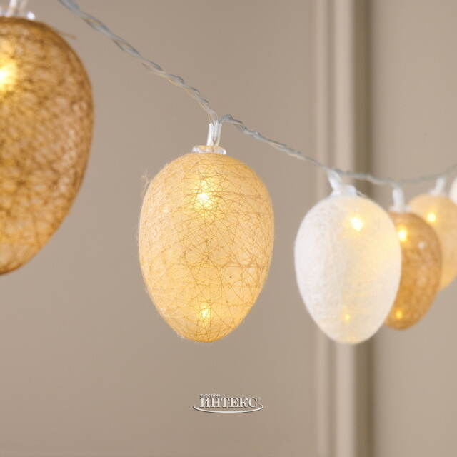 Светодиодная гирлянда на батарейках Яйца 1.35 м, 10 теплых белых LED ламп, таймер, IP20 Koopman (Купман)