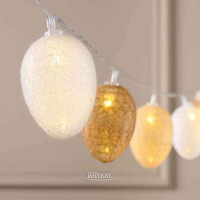 Светодиодная гирлянда на батарейках Яйца 1.35 м, 10 теплых белых LED ламп, таймер, IP20 Koopman (Купман)