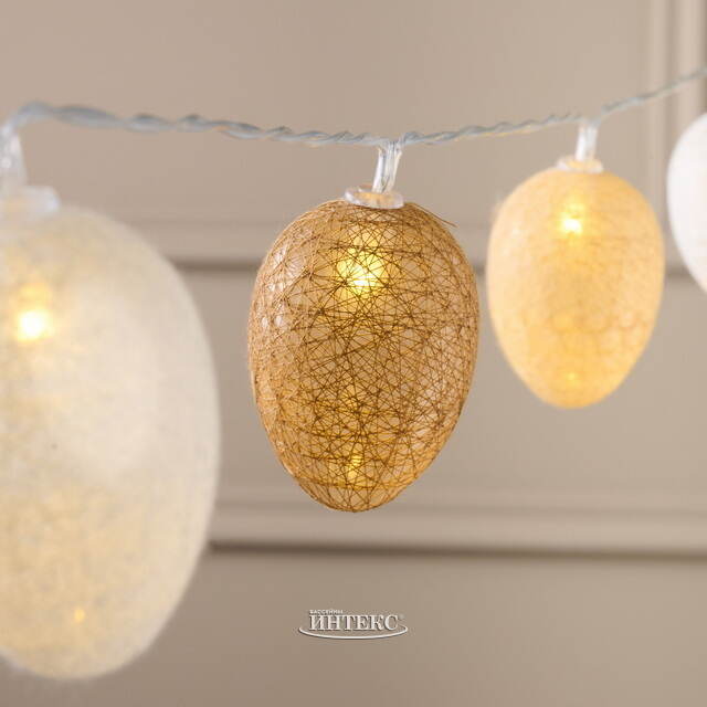 Светодиодная гирлянда на батарейках Яйца 1.35 м, 10 теплых белых LED ламп, таймер, IP20 Koopman (Купман)