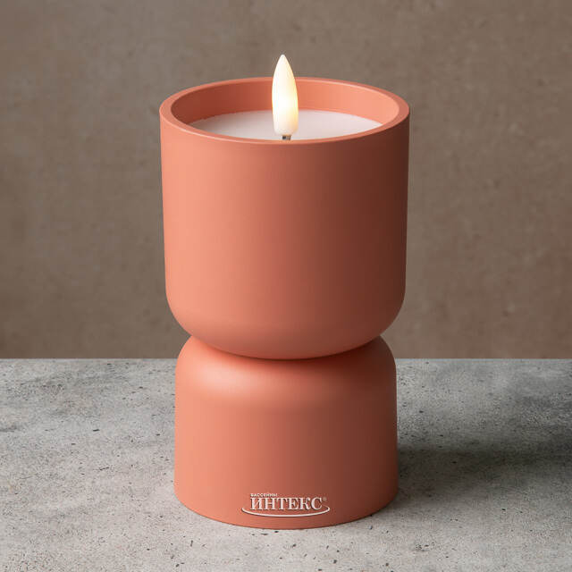Светодиодная свеча Ластли 13 см терракотовая, таймер, на батарейках Koopman (Купман)