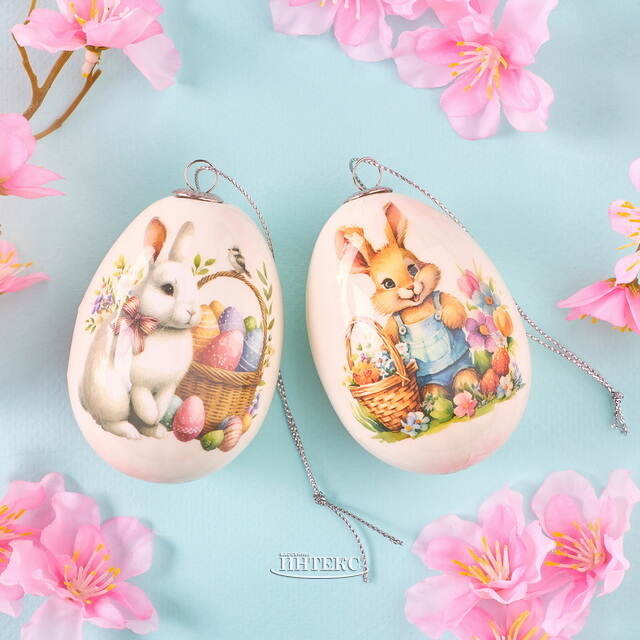 Пасхальные украшения Яйца: Кролики Гоша и Тоша 7 см, 2 шт Koopman (Купман)