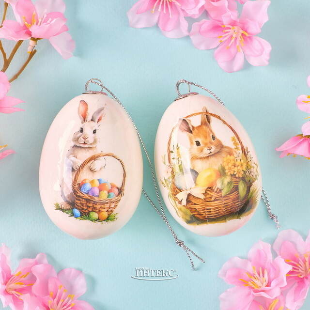 Пасхальные украшения Яйца: Кролики Кузя и Зюзя 7 см, 2 шт Koopman (Купман)