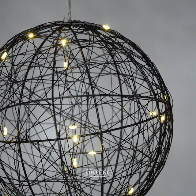 Светодиодный шар Монтелло Блэк 20 см, 20 теплых белых LED ламп, таймер, на батарейках Koopman (Купман)